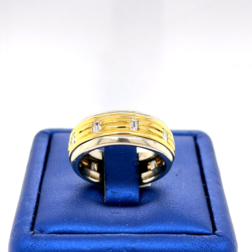 18k Two Tone Gold 1.00 CT Diamond Men's Ring, 13.4, Size 9.75,