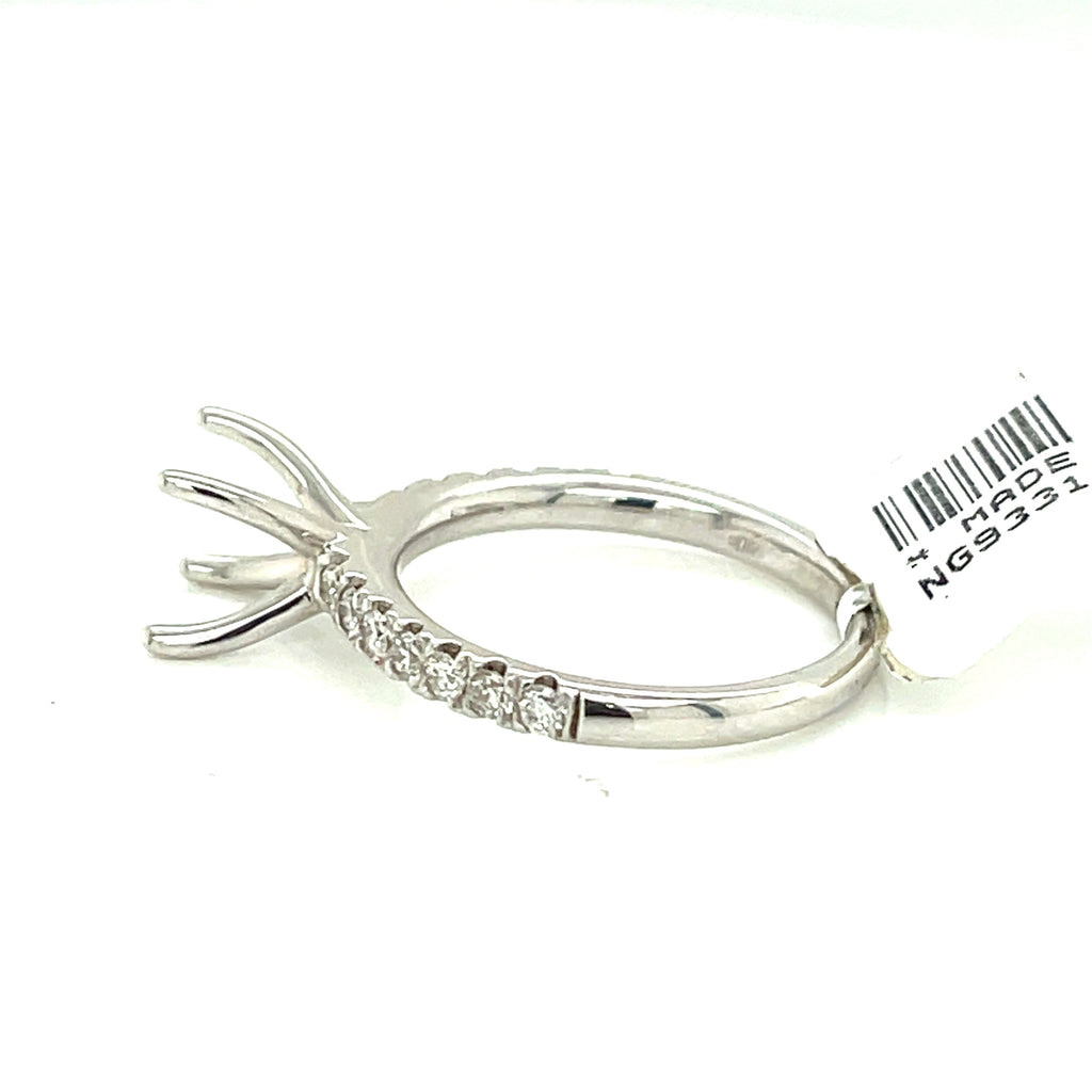 14k White Gold 0.50 CT Diamond Engagement Ring Mounting, 2.9gm