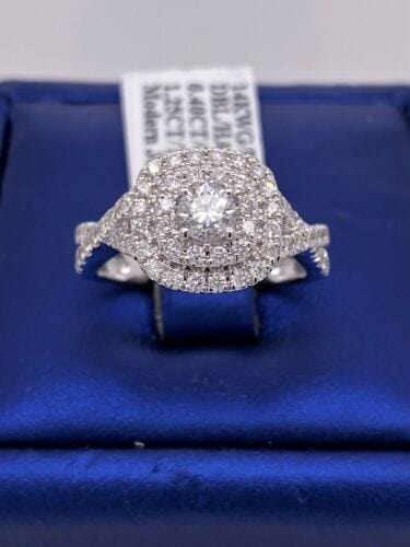 14k White Gold 1.25 CT Diamond Ladies Engagement Ring, Size 7,