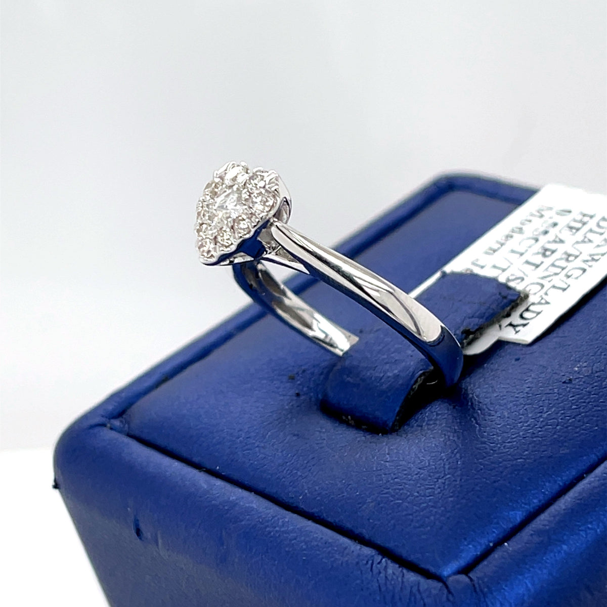 14k White Gold 0.55 CT Diamond Heart Design Ladies Ring, 3.5g, Size 6.75