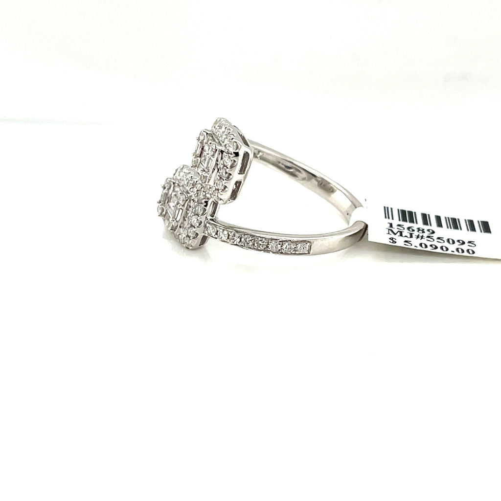 14k White Gold 1.50 CT Ladies Diamond Bypass Ring, 4.2gm, Size 7