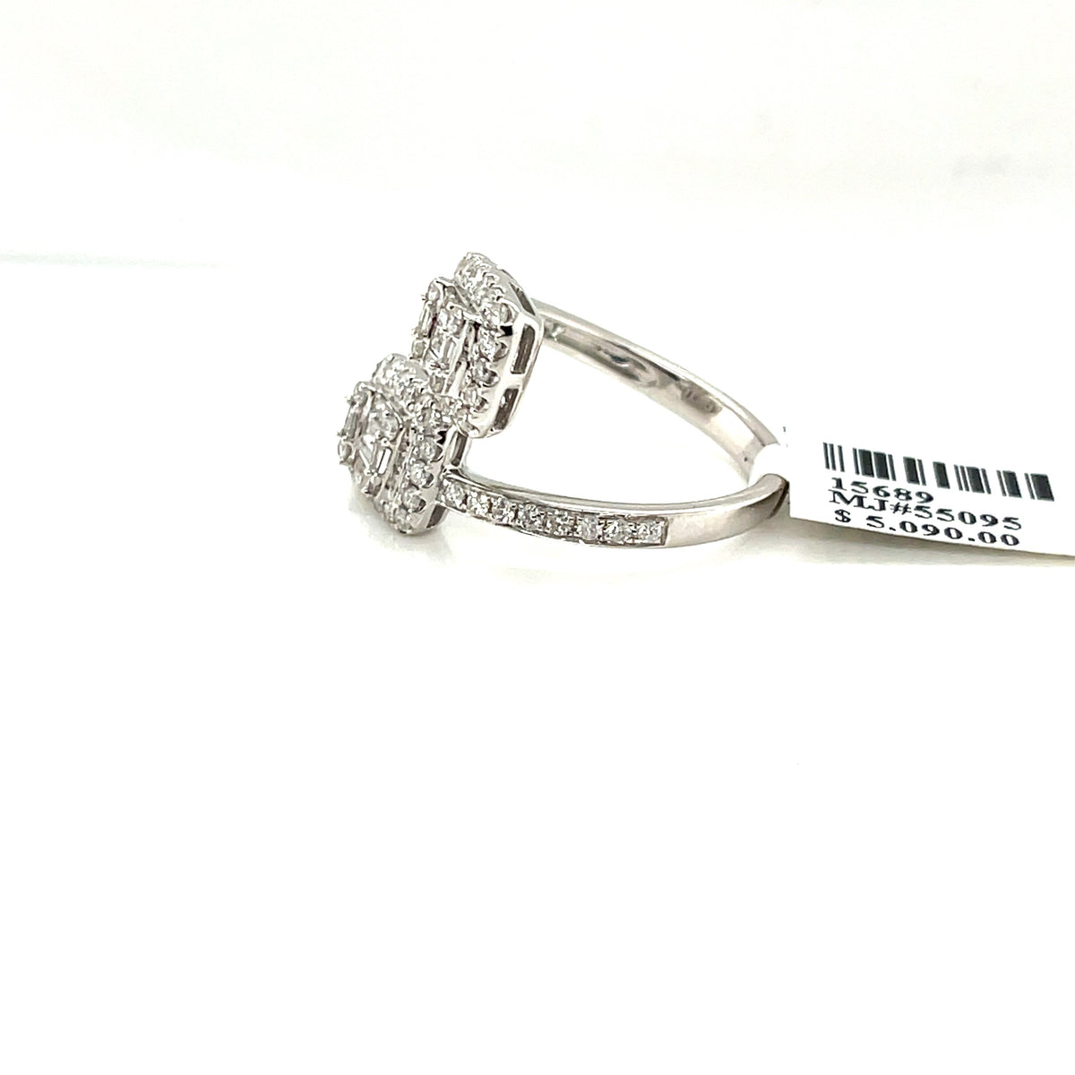 14k White Gold 1.50 CT Ladies Diamond Bypass Ring, 4.2gm, Size 7