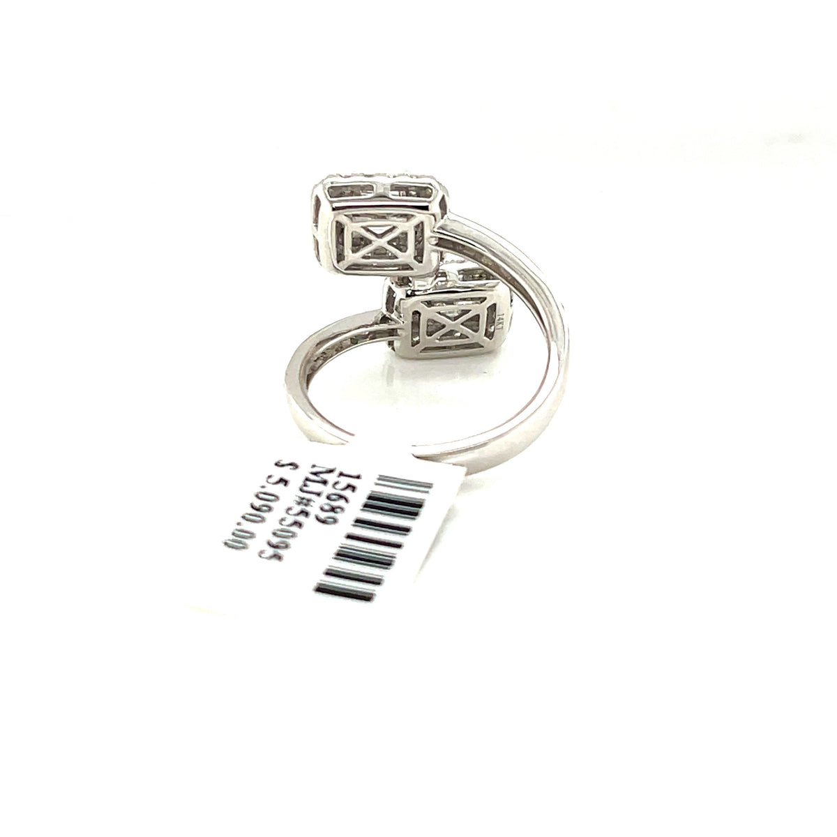 14k White Gold 1.50 CT Ladies Diamond Bypass Ring, 4.2gm, Size 7