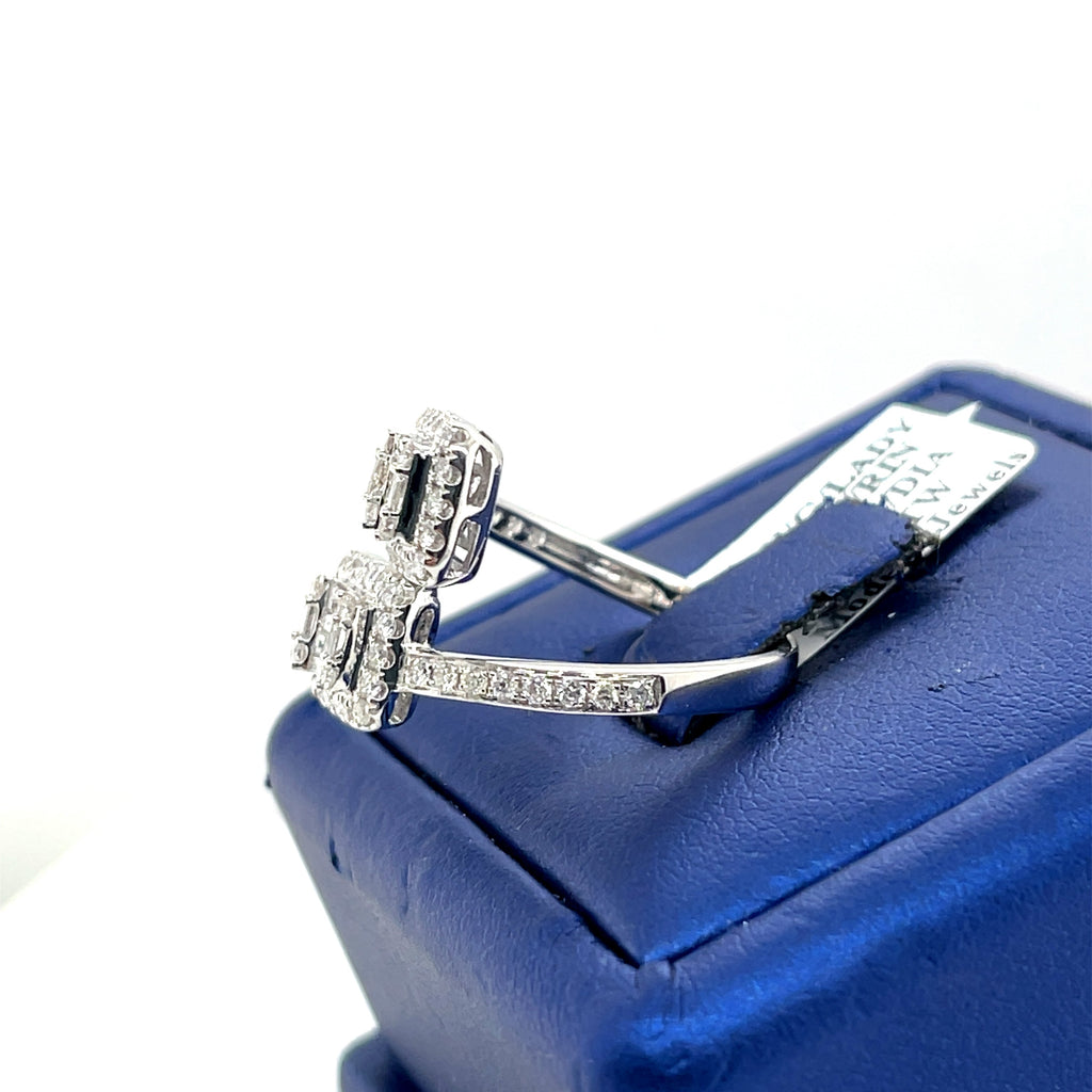 14k White Gold 1.50 CT Ladies Diamond Bypass Ring, 4.2gm, Size 7