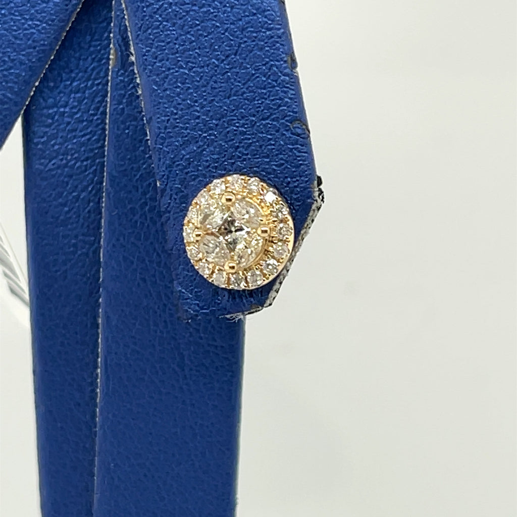 14k Yellow Gold 1.00 CT Diamond Cluster Stud Earrings, 2.1gm,