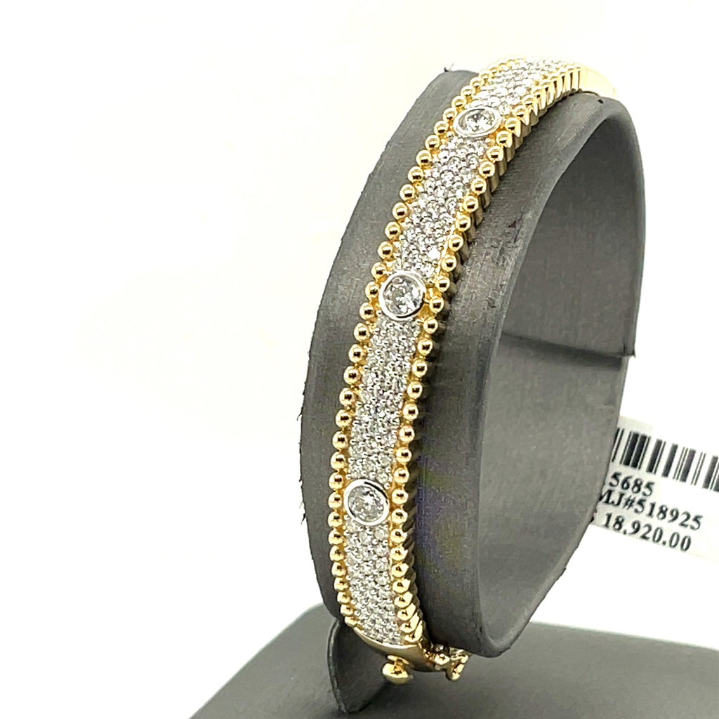 14k Yellow Gold 2.25CT Diamond Ladies Bangle Bracelet, 16.3gm, S15685