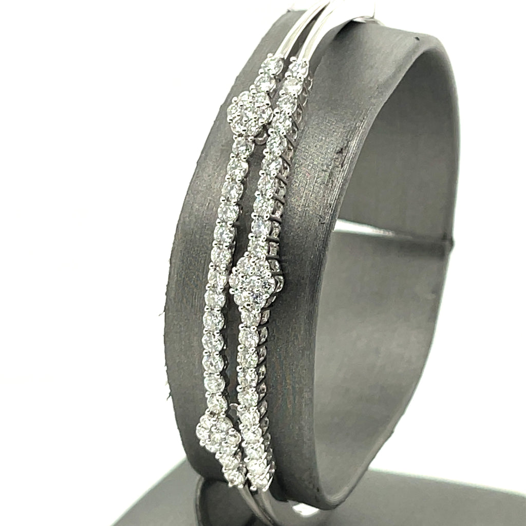 14k White Gold 2.25 Ct Diamond Ladies Bangle Bracelet, 11.6g