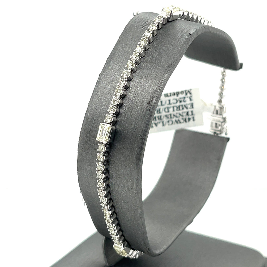 14k White Gold 3.25 CT Diamond Tennis Ladies Bracelet, 7.2g, 7.25"