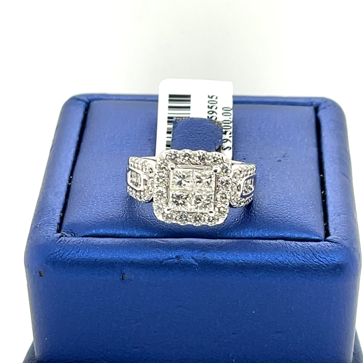 14k White Gold 1.50 Diamond Cluster Engagement Ring, 7.2g, Size 6