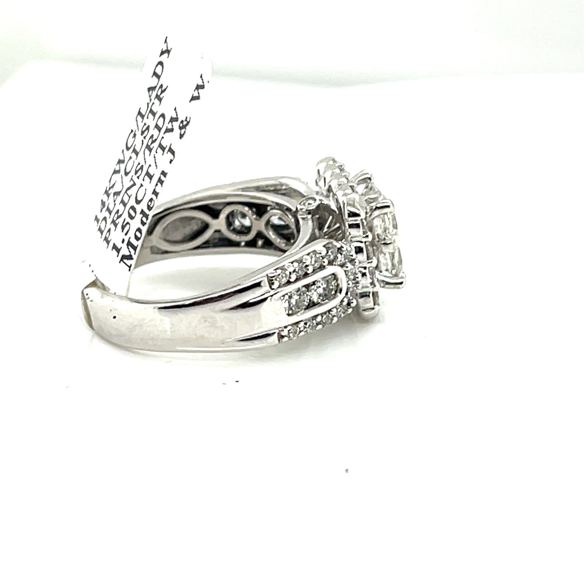 14k White Gold 1.50 Diamond Cluster Engagement Ring, 7.2g, Size 6