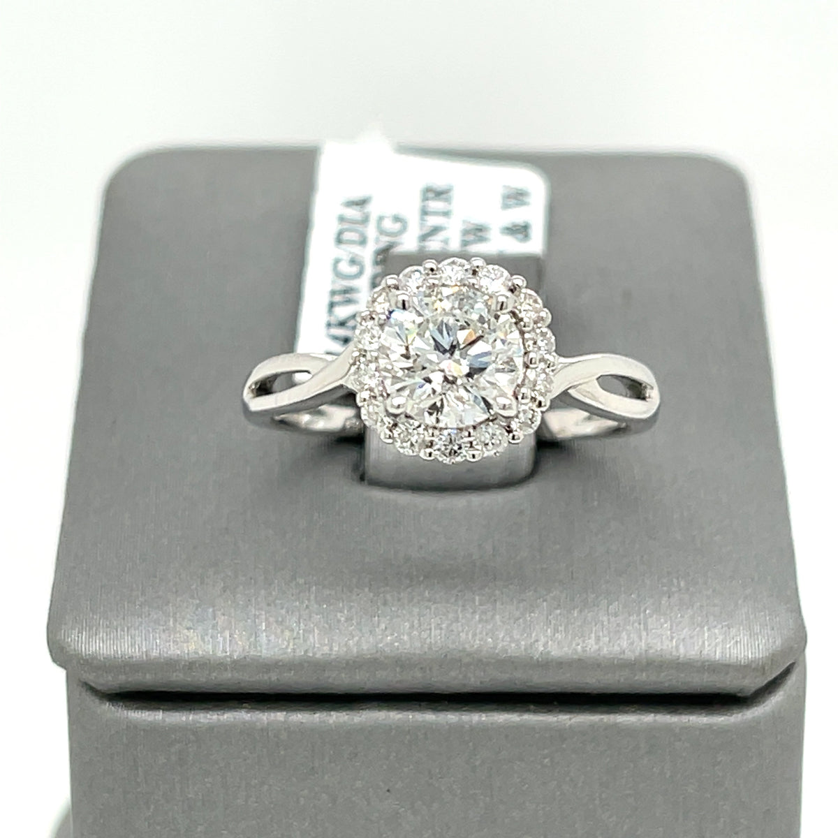 14k White Gold 1.50 CT Diamond Halo Engagement Ring, 2.5gm, Size 6.5