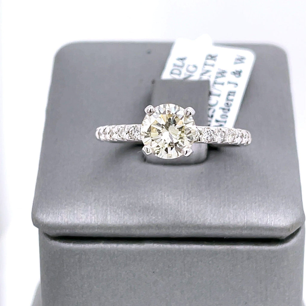 14K White Gold 1.25 CT Diamond Engagement Ring, 2.8gm, Size 7