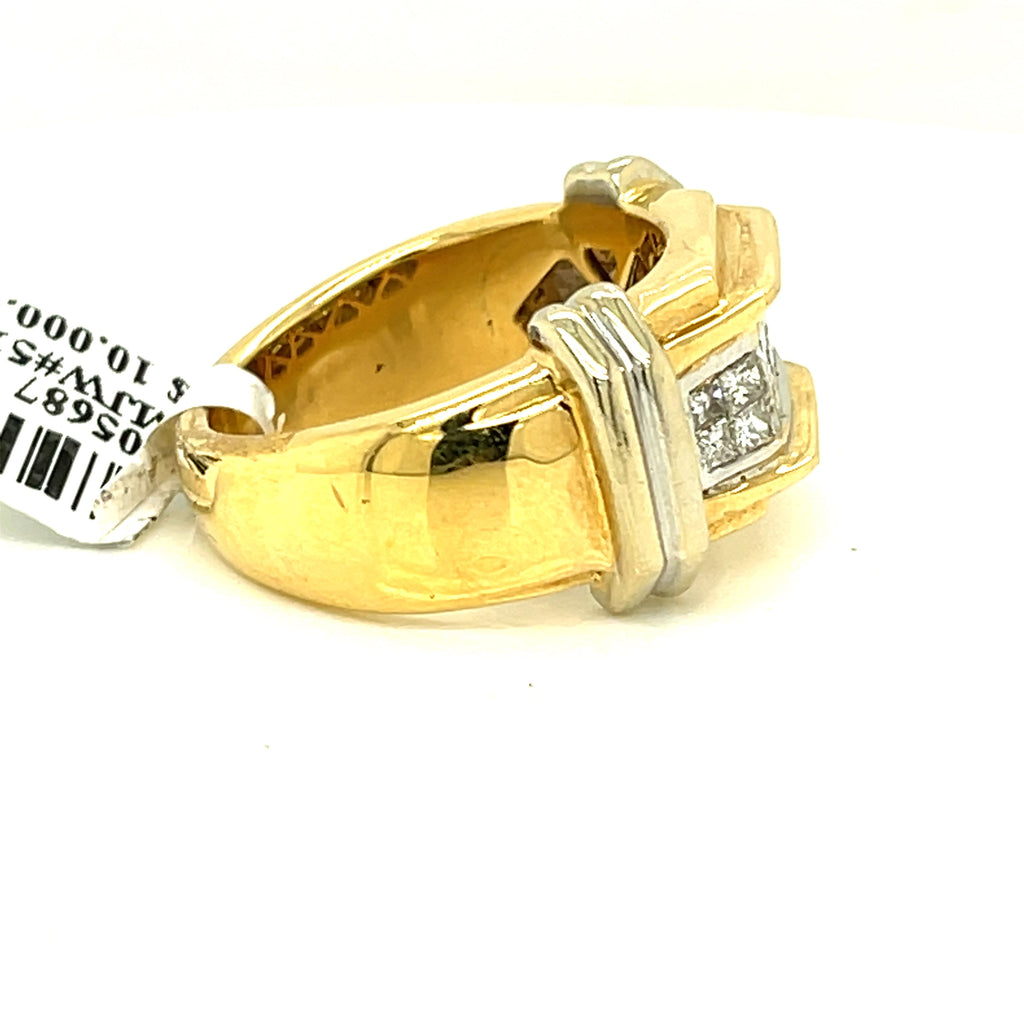 14K Two Tone Gold 1.00 CT Diamond Men's Wedding Band, 19g, Size 10.5