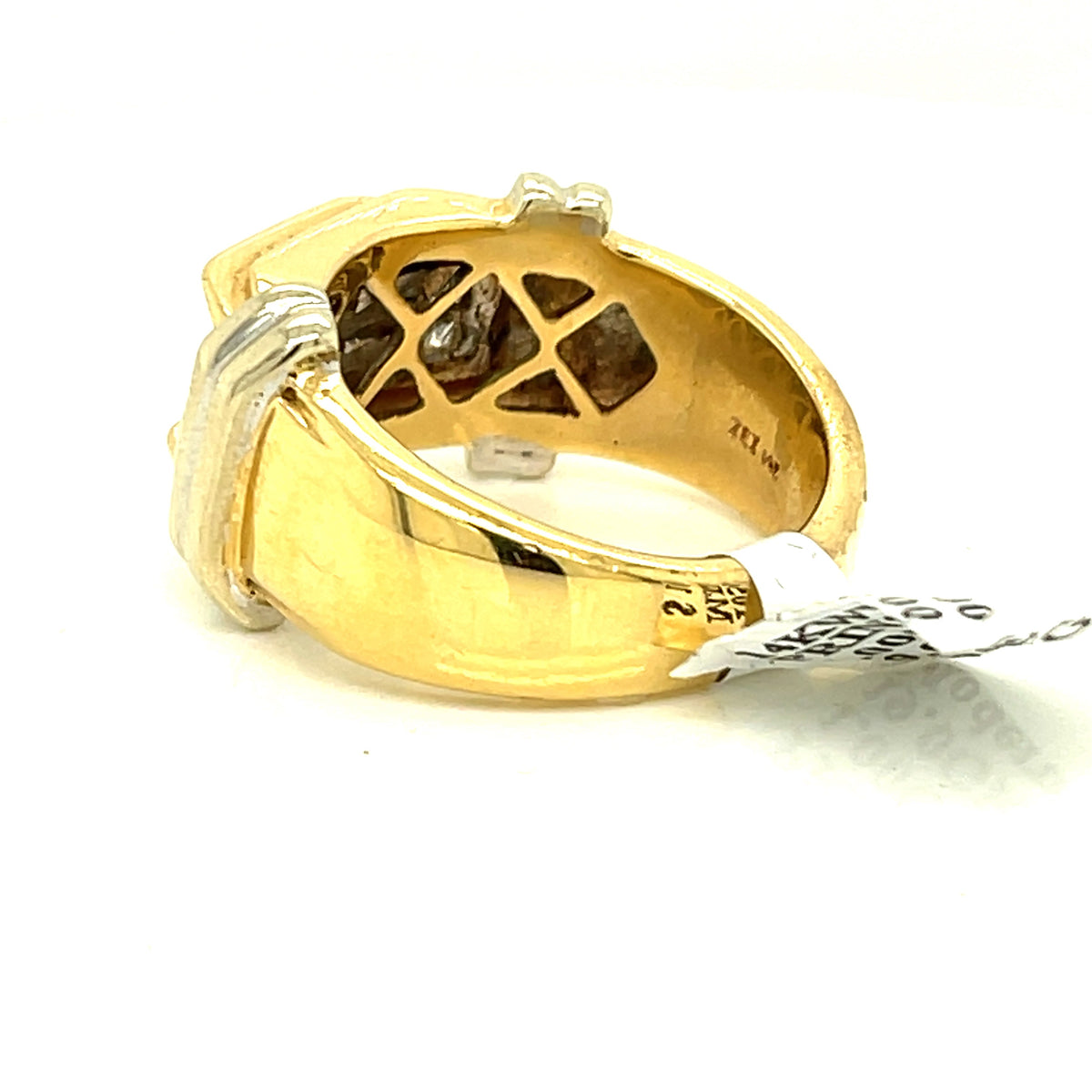 14K Two Tone Gold 1.00 CT Diamond Men's Wedding Band, 19g, Size 10.5
