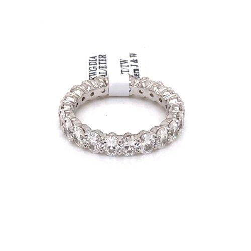 18k White Gold 4.50 CT Oval Shape Diamond Eternity Band, 5.5g, Size 8