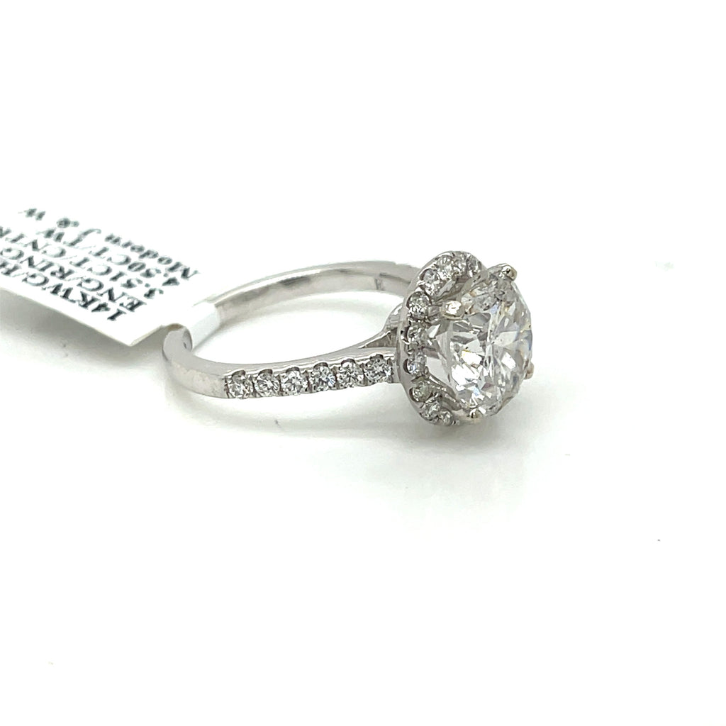 14k White Gold 4.50 CT Diamond Halo Engagement Ring, 4.4gm, Size 6,