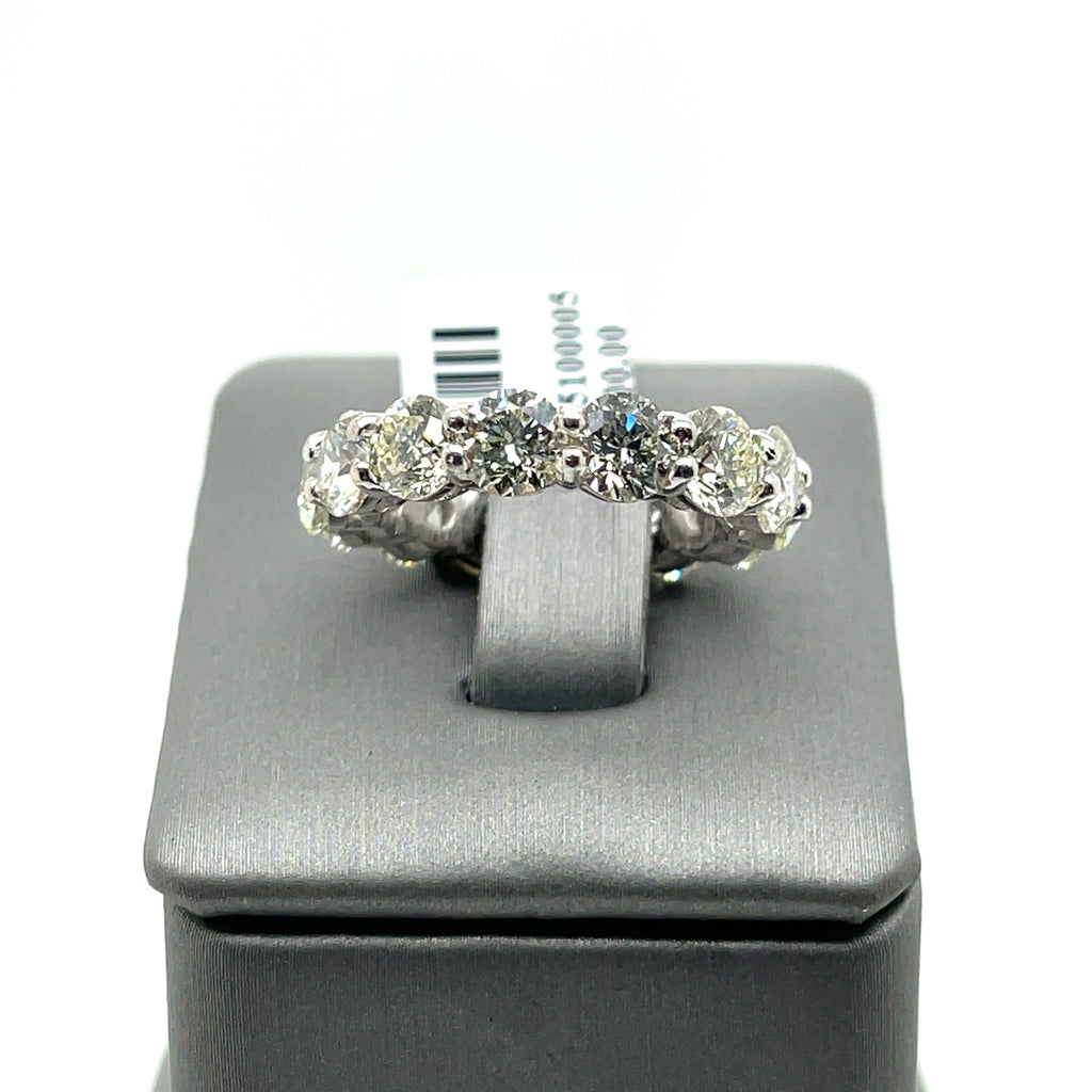 Platinum 7.50CT Diamond Shared Prong Eternity Band, 8.5gm, Size 6.75