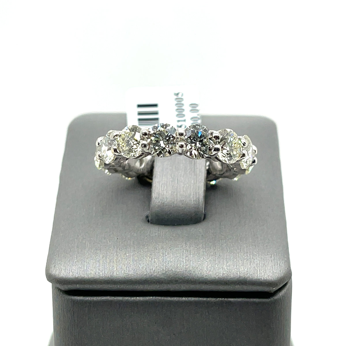 Platinum 7.50CT Diamond Shared Prong Eternity Band, 8.5gm, Size 6.75