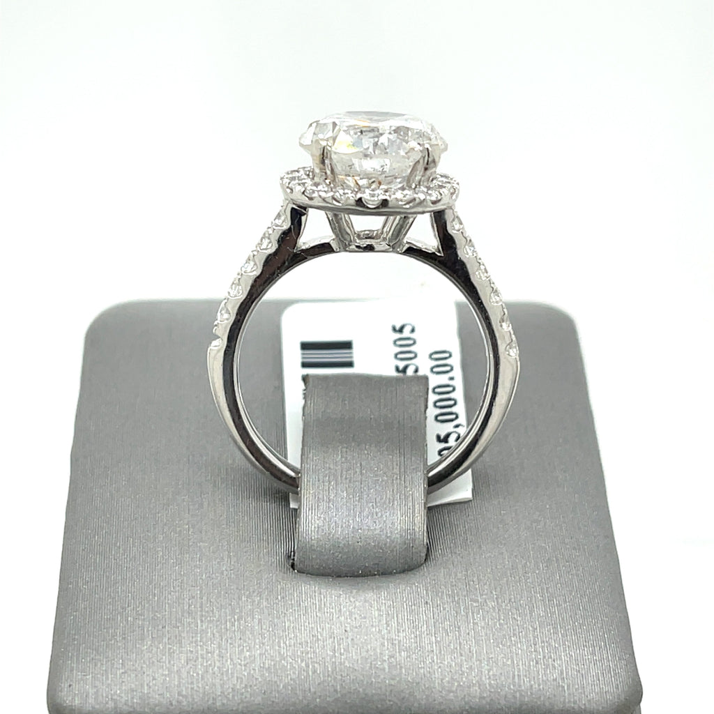 14k White Gold 4.50 CT Diamond Halo Engagement Ring, 4.4gm, Size 6,