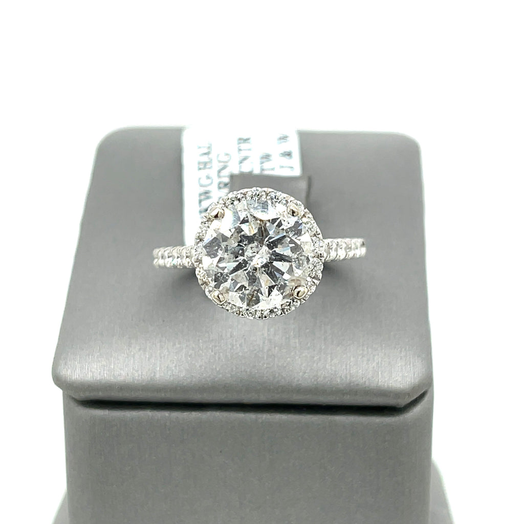 14k White Gold 4.50 CT Diamond Halo Engagement Ring, 4.4gm, Size 6,