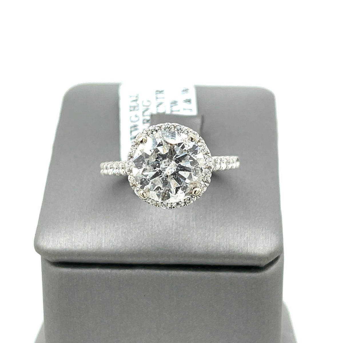 14k White Gold 4.50 CT Diamond Halo Engagement Ring, 4.4gm, Size 6,