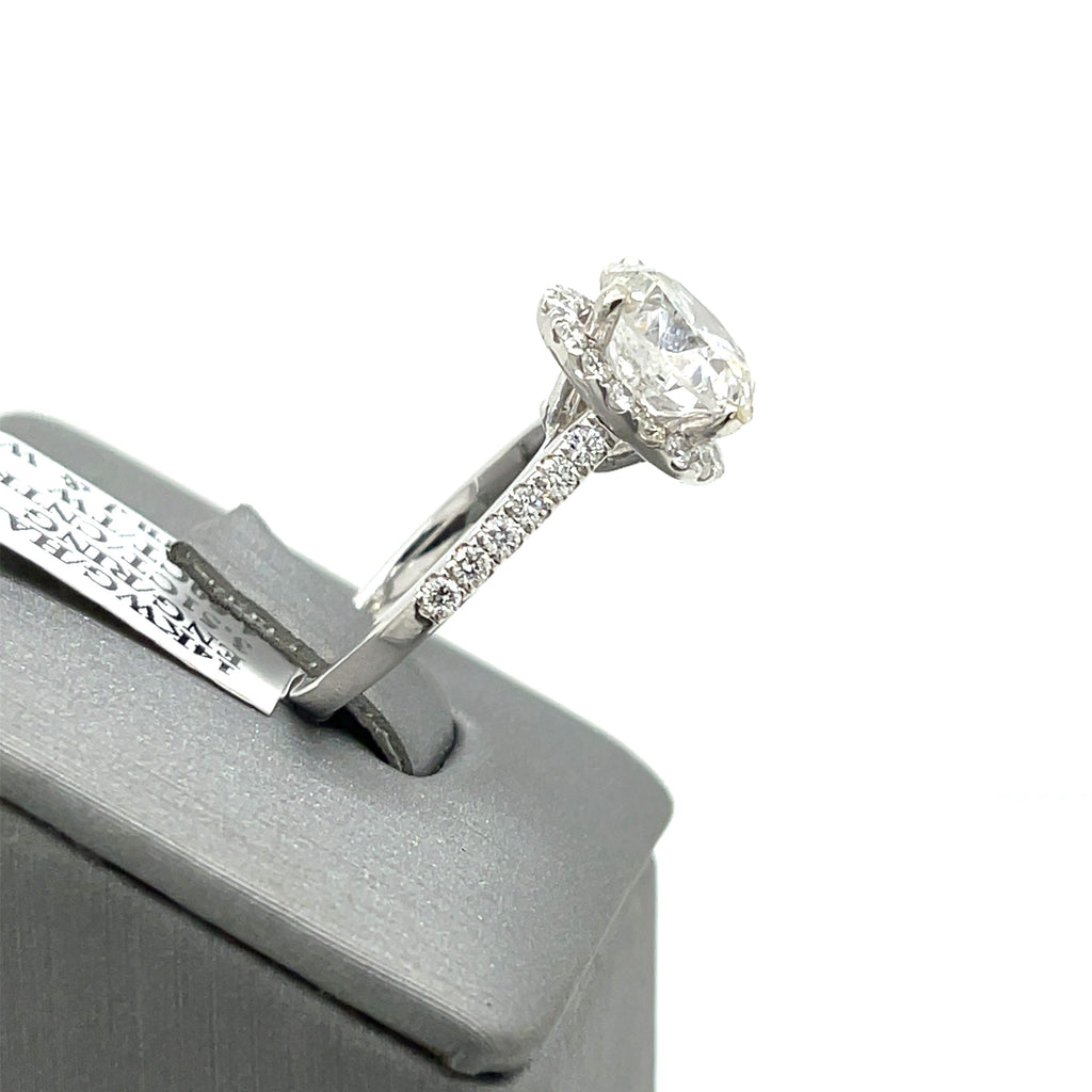 14k White Gold 4.50 CT Diamond Halo Engagement Ring, 4.4gm, Size 6,