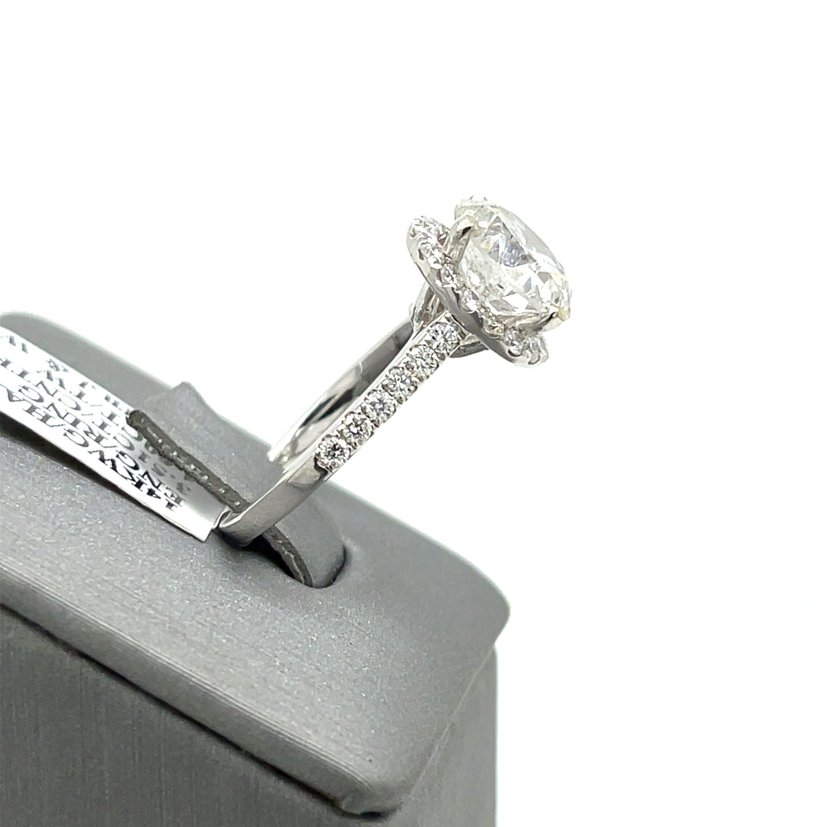 14k White Gold 4.50 CT Diamond Halo Engagement Ring, 4.4gm, Size 6,