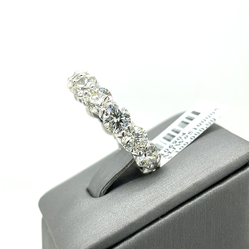 Platinum 7.50CT Diamond Shared Prong Eternity Band, 8.5gm, Size 6.75