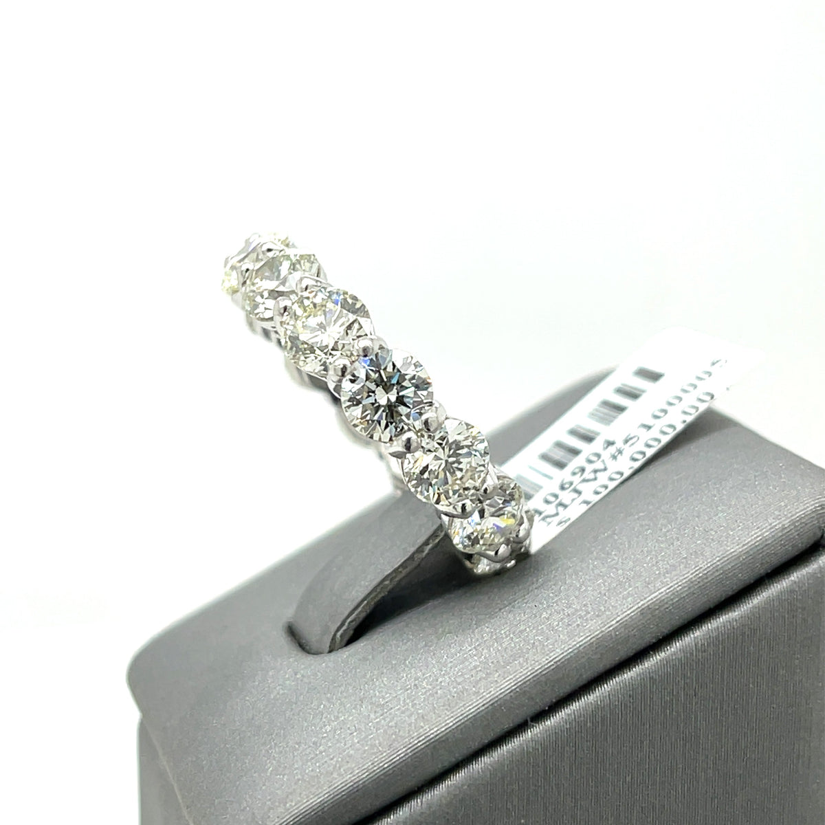 Platinum 7.50CT Diamond Shared Prong Eternity Band, 8.5gm, Size 6.75