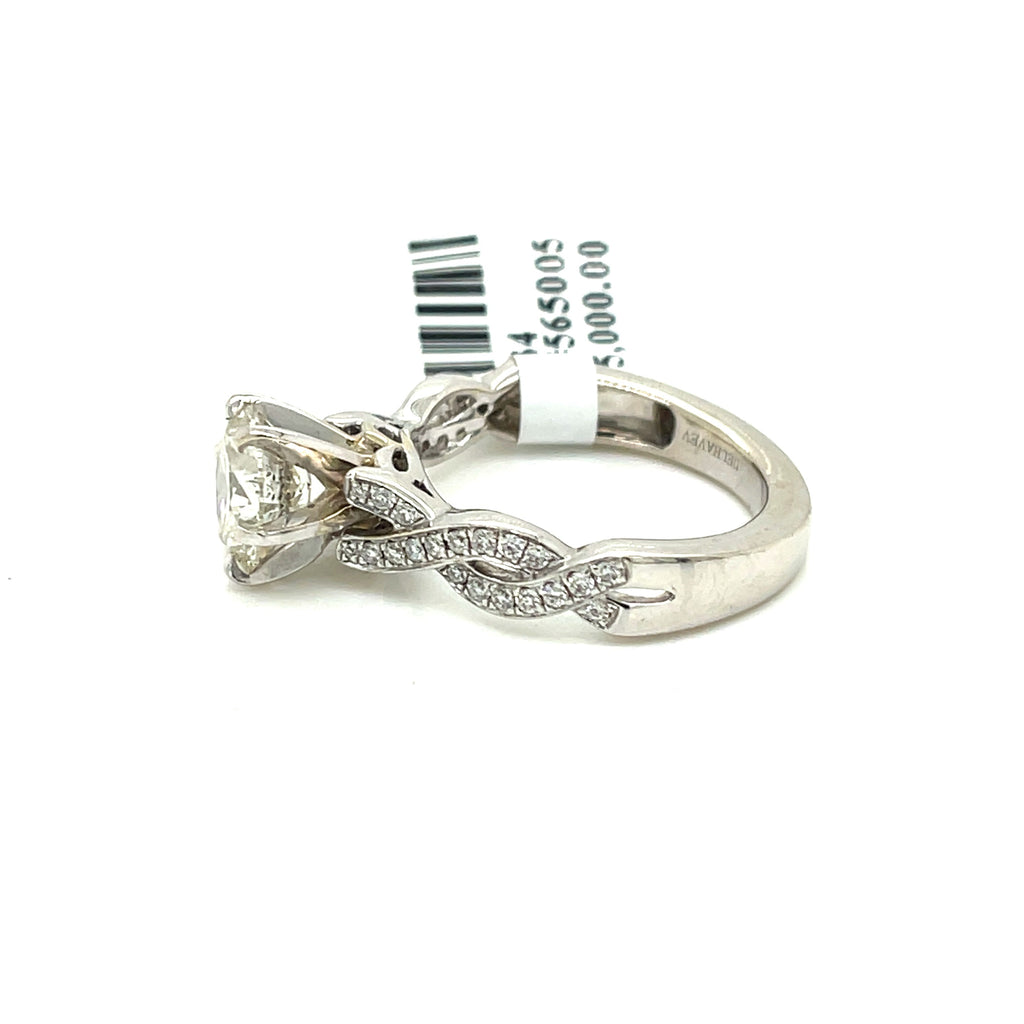 14k White Gold 1.50 CT Diamond Engagement Ring, 6.1gm, Size 7.25
