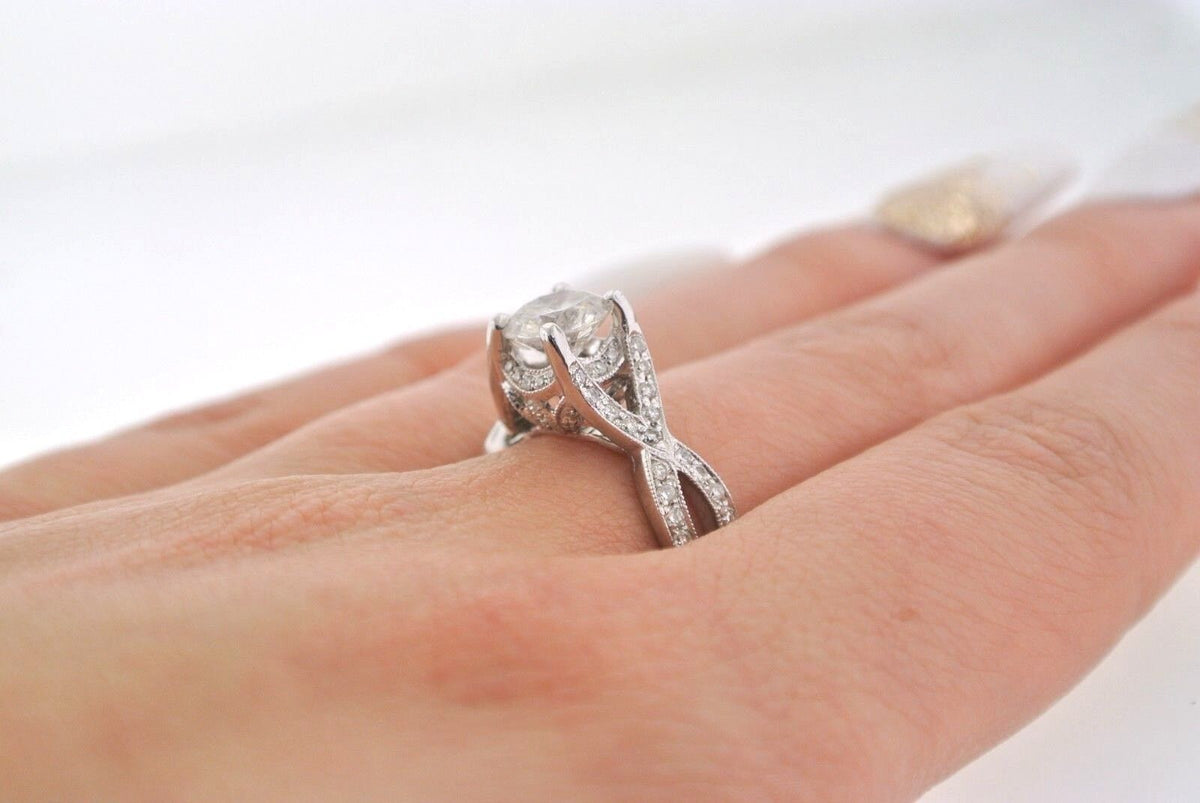 14k White Gold 2.50 CT Diamond Engagement Ring, Size 6.25, 4.6gm