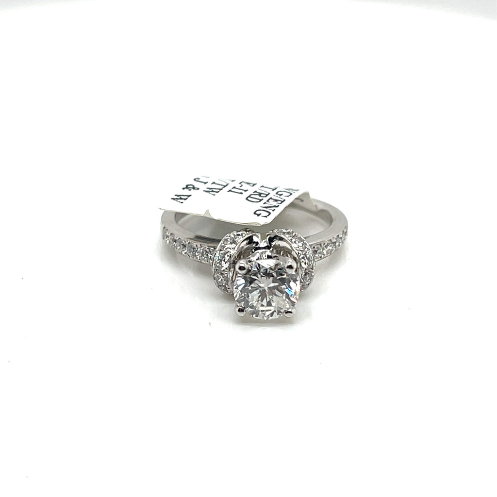 14K WHITE GOLD 2.00 CT ROUND CUT DIAMOND ENGAGEMENT RING, SIZE 7, 4.2g
