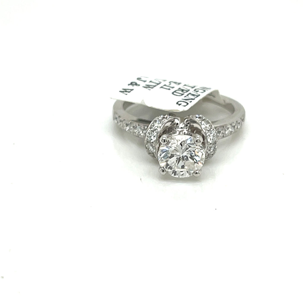 14K WHITE GOLD 2.00 CT ROUND CUT DIAMOND ENGAGEMENT RING, SIZE 7, 4.2g