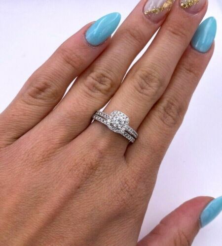 14k White Gold 1.75 CT Diamond Engagement Ring Set, 5.2gm, Size 7