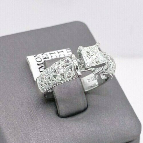 14k White Gold 0.65 CT Princess Cut Diamond Engagement Ring, 8.2 g,