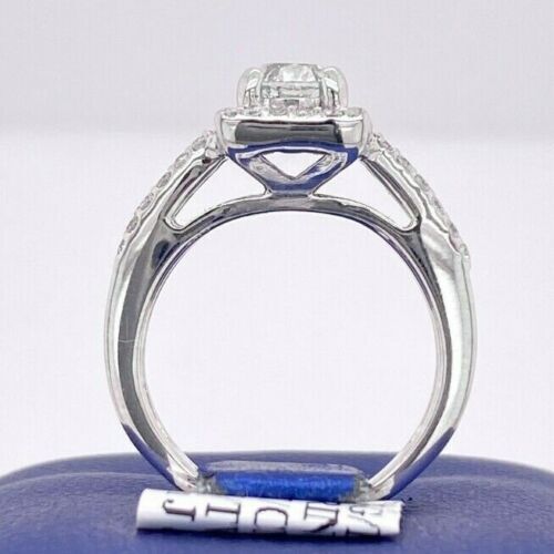 14k White Gold 1.25 CT/TW Diamond Halo Engagement Ring, Size 5, 5.0 g
