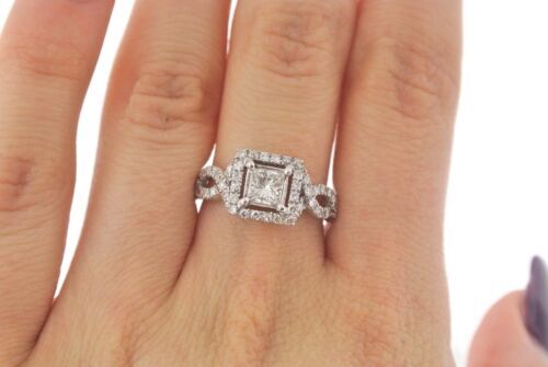 14K WHITE GOLD 1.00 CT TW PRINCESS CUT DIAMOND ENGAGEMENT RING