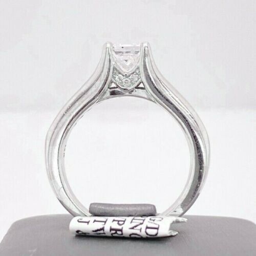 14K WHITE GOLD 1.00 CT PRINCESS CUT DIAMOND ENGAGEMENT RING, SIZE 6.75
