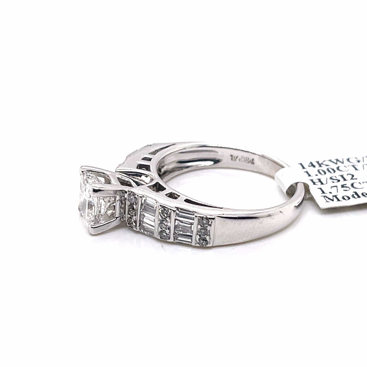 14k White Gold 1.00 CT Princess Cut Diamond Engagement Ring,