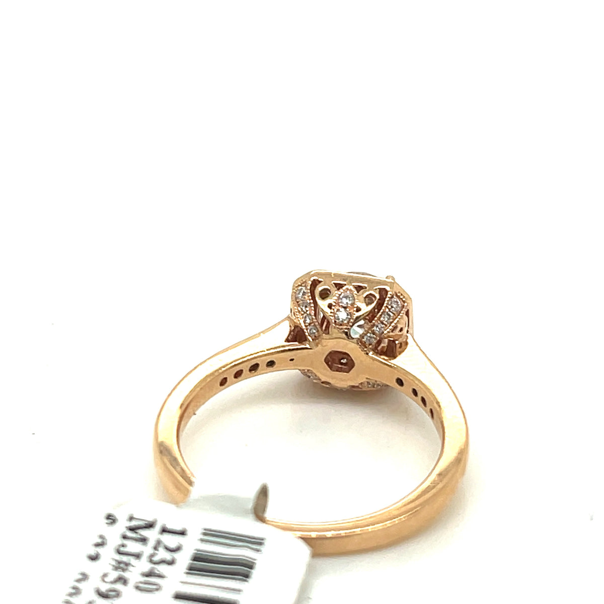 14k Rose Gold 1.25 ct Diamond Halo Engagement Ring, 3.4gm, Size 6.25