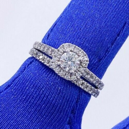 14k White Gold 1.15 CT Diamond Engagement Ring Set, 5.3 g, Size 7,
