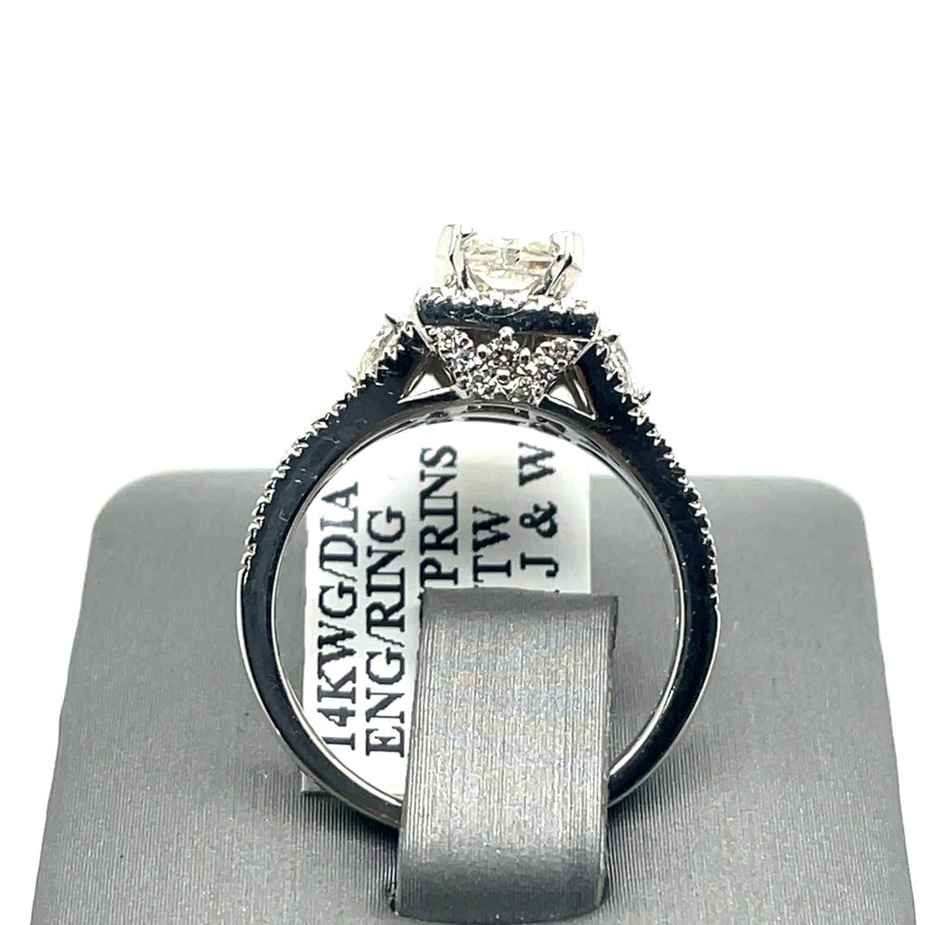 14K White Gold 1.50CT  Princess Diamond Engagement ring, Size 6.75, 4.9g