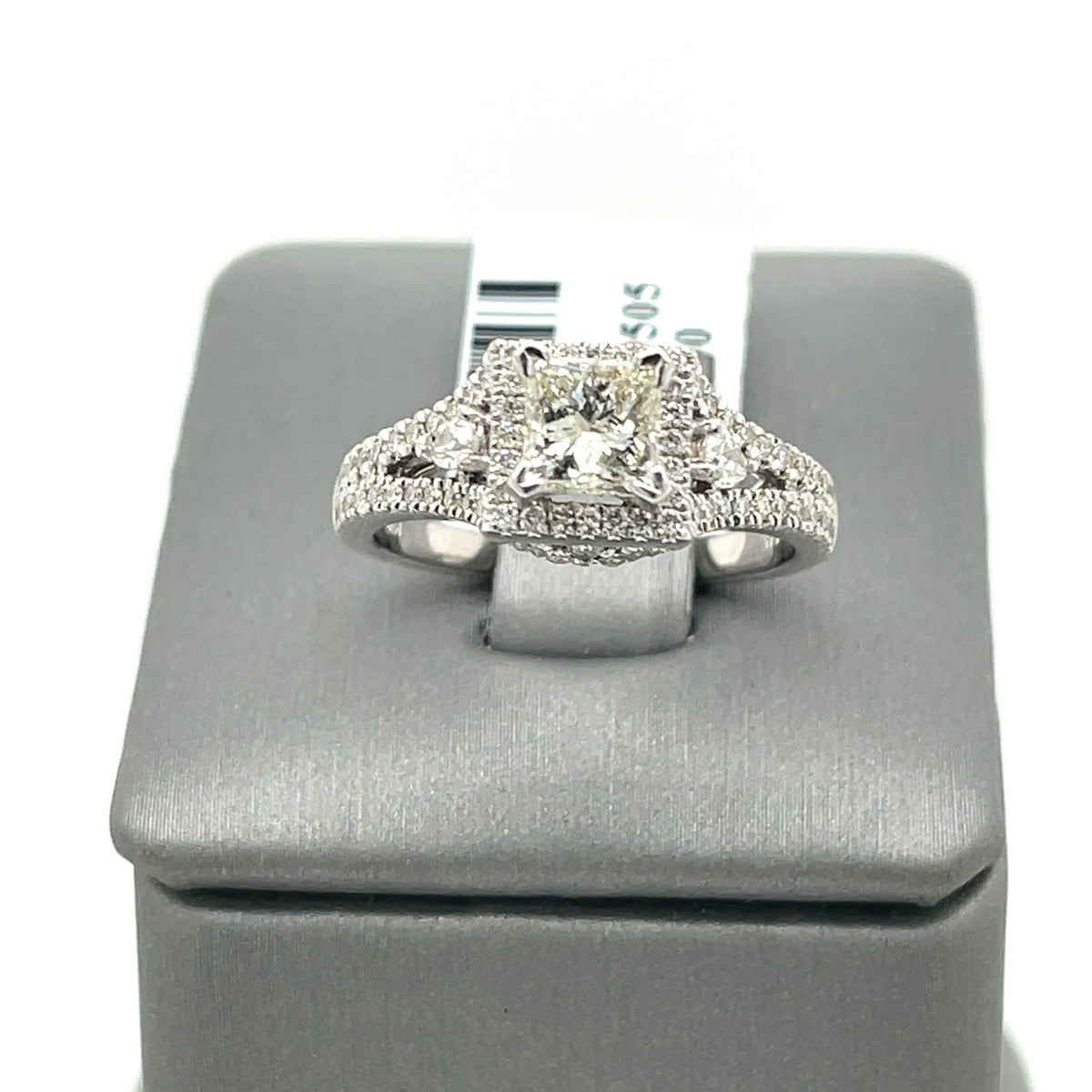 14K White Gold 1.50CT  Princess Diamond Engagement ring, Size 6.75, 4.9g