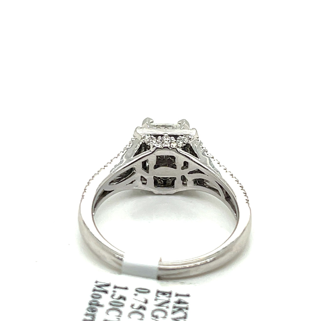 14K White Gold 1.50CT  Princess Diamond Engagement ring, Size 6.75, 4.9g