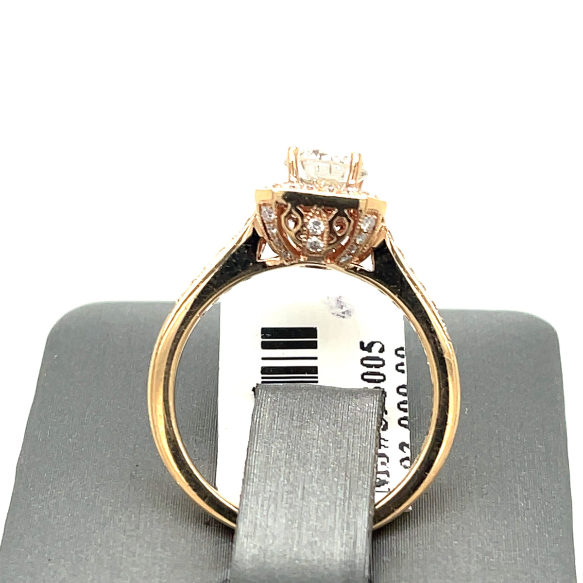 14k Rose Gold 1.25 ct Diamond Halo Engagement Ring, 3.4gm, Size 6.25