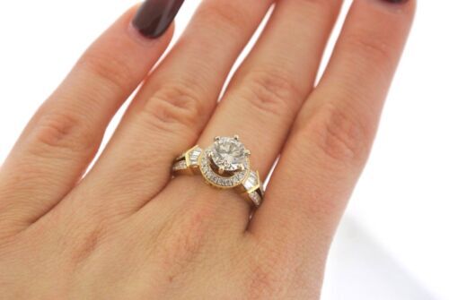 18k Yellow Gold 2.00 CT Diamond Engagement Ring, Size 6.5, 5.8gm