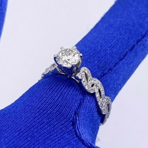 14k White Gold 1.25 CT/TW Diamond Double Row Twist Engagement Ring 4.1g