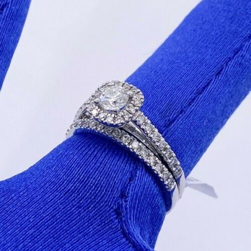 14k White Gold 1.15 CT Diamond Engagement Ring Set, 5.3 g, Size 7,