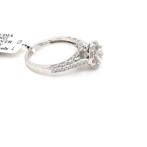 14k White Gold 1.25 CT Diamond Halo Engagement Ring, Size 7, 4.4g