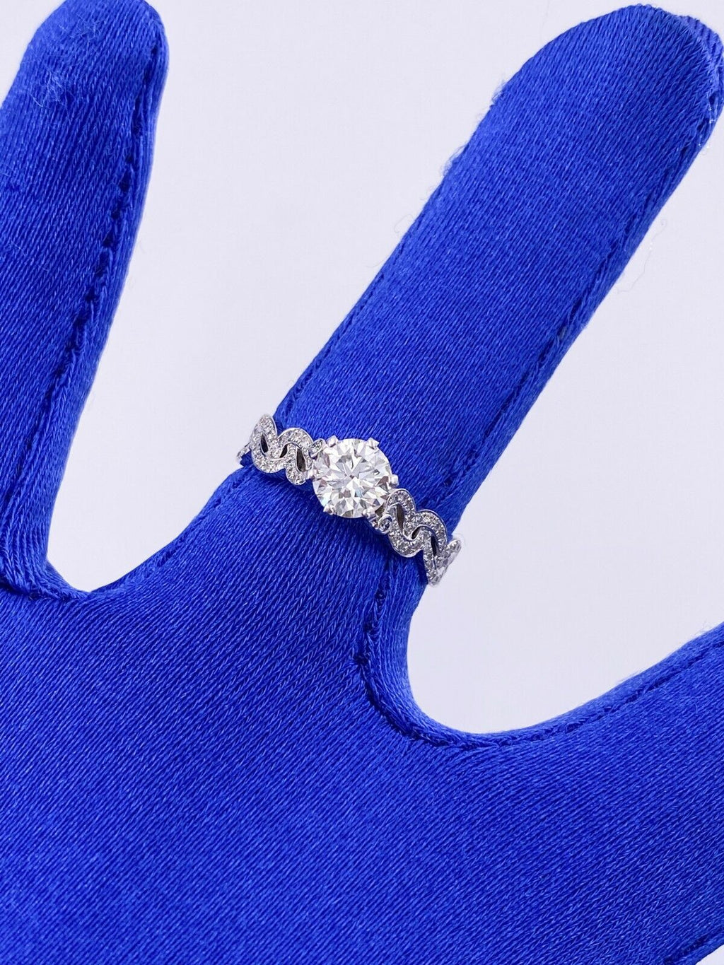 14k White Gold 1.25 CT/TW Diamond Double Row Twist Engagement Ring 4.1g